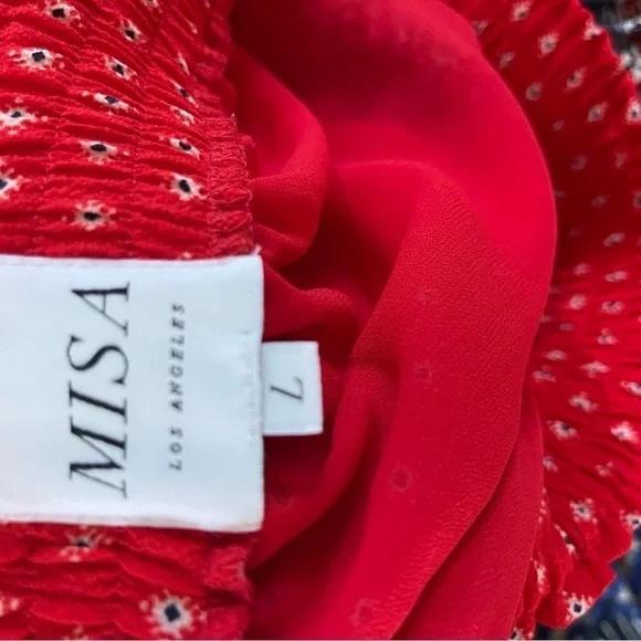 Misa Los Angeles Tania Ruffled Mini Skirt In Red Women's Size L - Picture 6 of 6